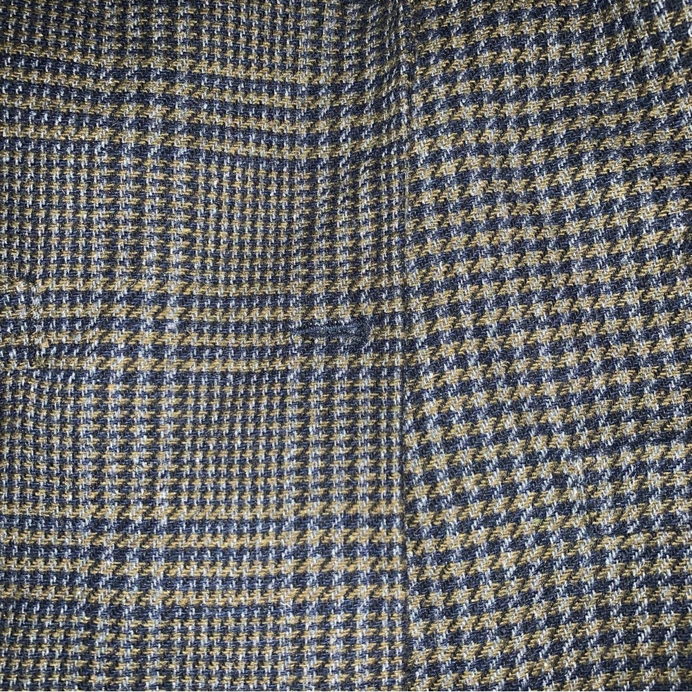 v i n t a g e :: Plaid Houndstooth Wool Leather Collar Blazer - Picture 10 of 13
